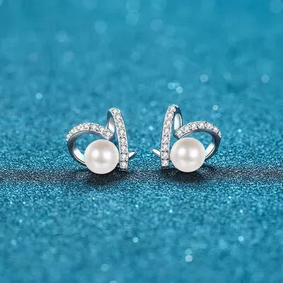 Natural Pearl Moissanite 925 Sterling Silver Earrings Moissanite - Tophatter Daily Deals