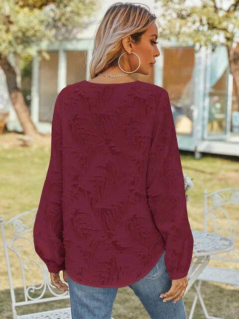 V-Neck Long Sleeve Blouse Blouses - Tophatter Daily Deals