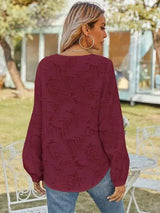 V-Neck Long Sleeve Blouse Blouses - Tophatter Daily Deals