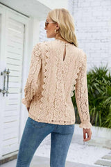 V-Neck Flounce Sleeve Lace Top Women's T-Shirts - Tophatter Daily Deals