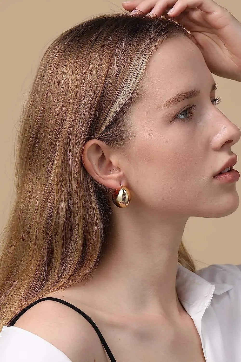 Chunky C-Hoop Brass Earrings Gold One Size Earrings - Tophatter Daily Deals