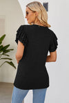 Ruffled V-Neck Flutter Sleeve T-Shirt Women's T-Shirts - Tophatter Daily Deals