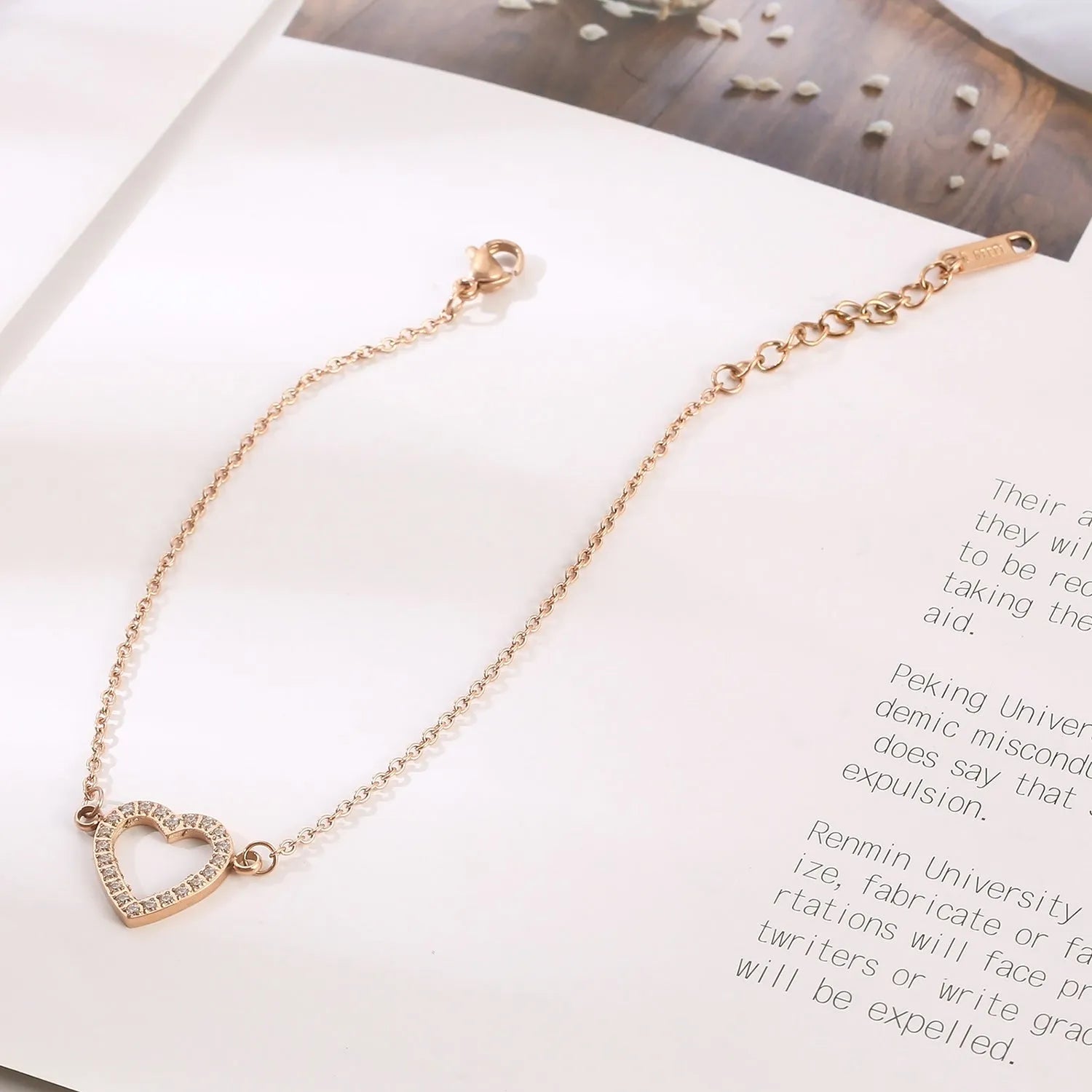 Inlaid Zircon Stainless Steel Heart Bracelet Bracelets - Tophatter Daily Deals