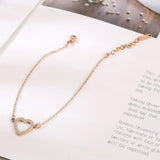 Inlaid Zircon Stainless Steel Heart Bracelet Bracelets - Tophatter Daily Deals