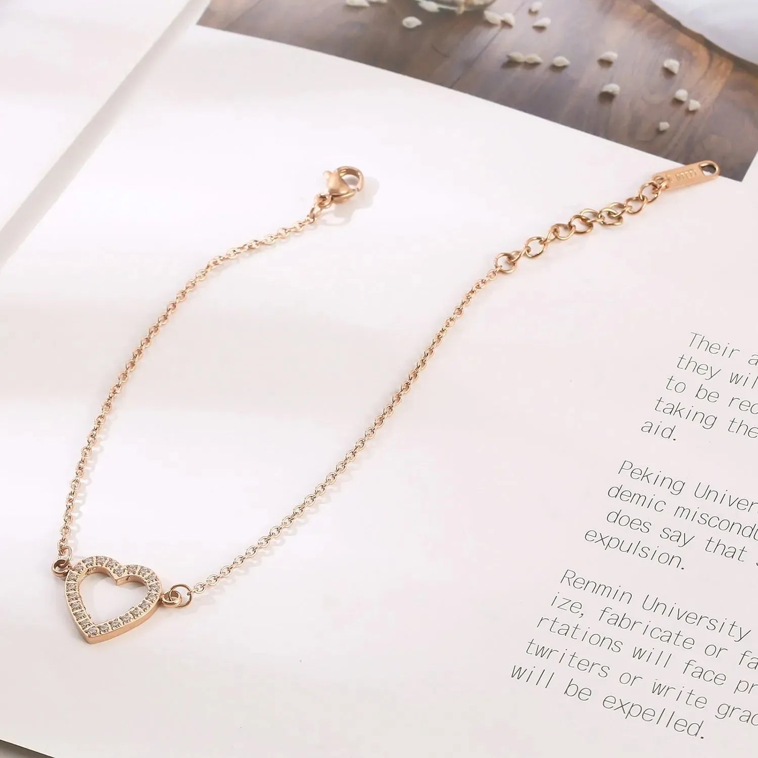 Inlaid Zircon Stainless Steel Heart Bracelet Bracelets - Tophatter Daily Deals