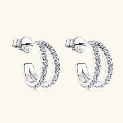 Moissanite 925 Sterling Silver C-Hoop Earrings Moissanite - Tophatter Daily Deals
