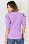 Zenana Round Neck Puff Sleeve Sweater Blouses - Tophatter Daily Deals