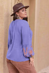 Plus Size Printed V-Neck Long Sleeve Blouse Blouses - Tophatter Daily Deals