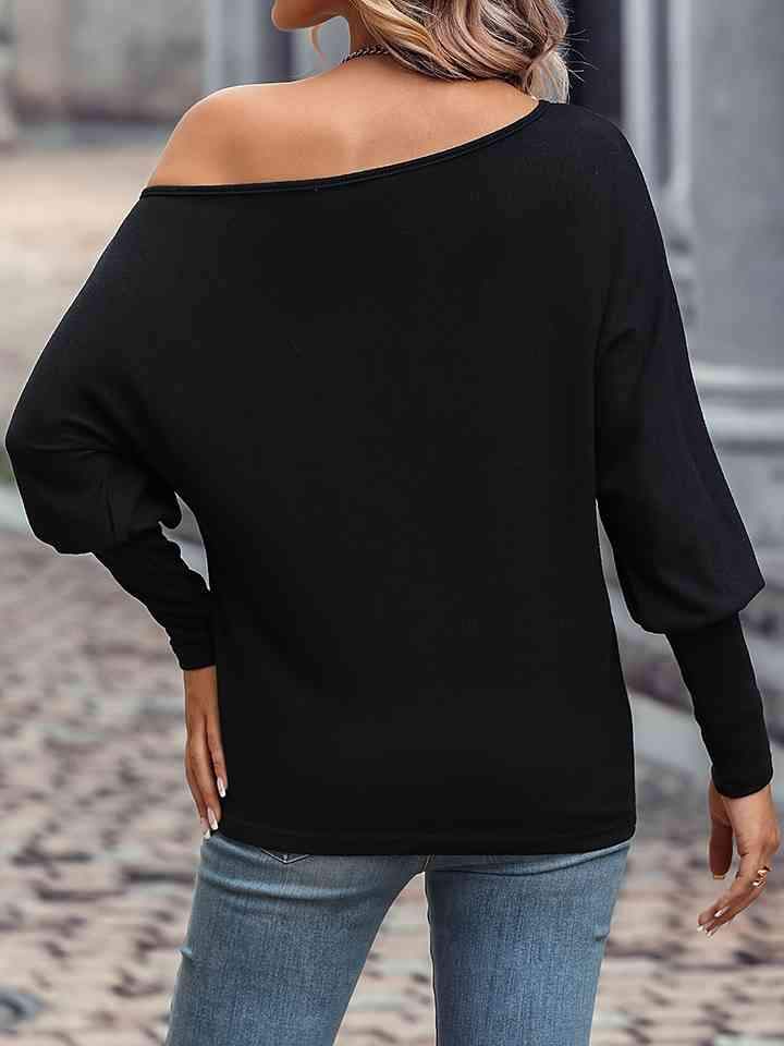 Pearl Trim Lantern Sleeve Top Blouses - Tophatter Daily Deals