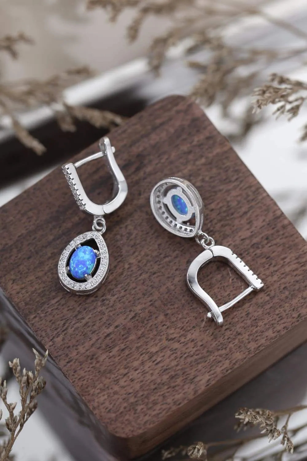 Opal Pear Shaped Drop Earrings Opal - Tophatter Daily Deals