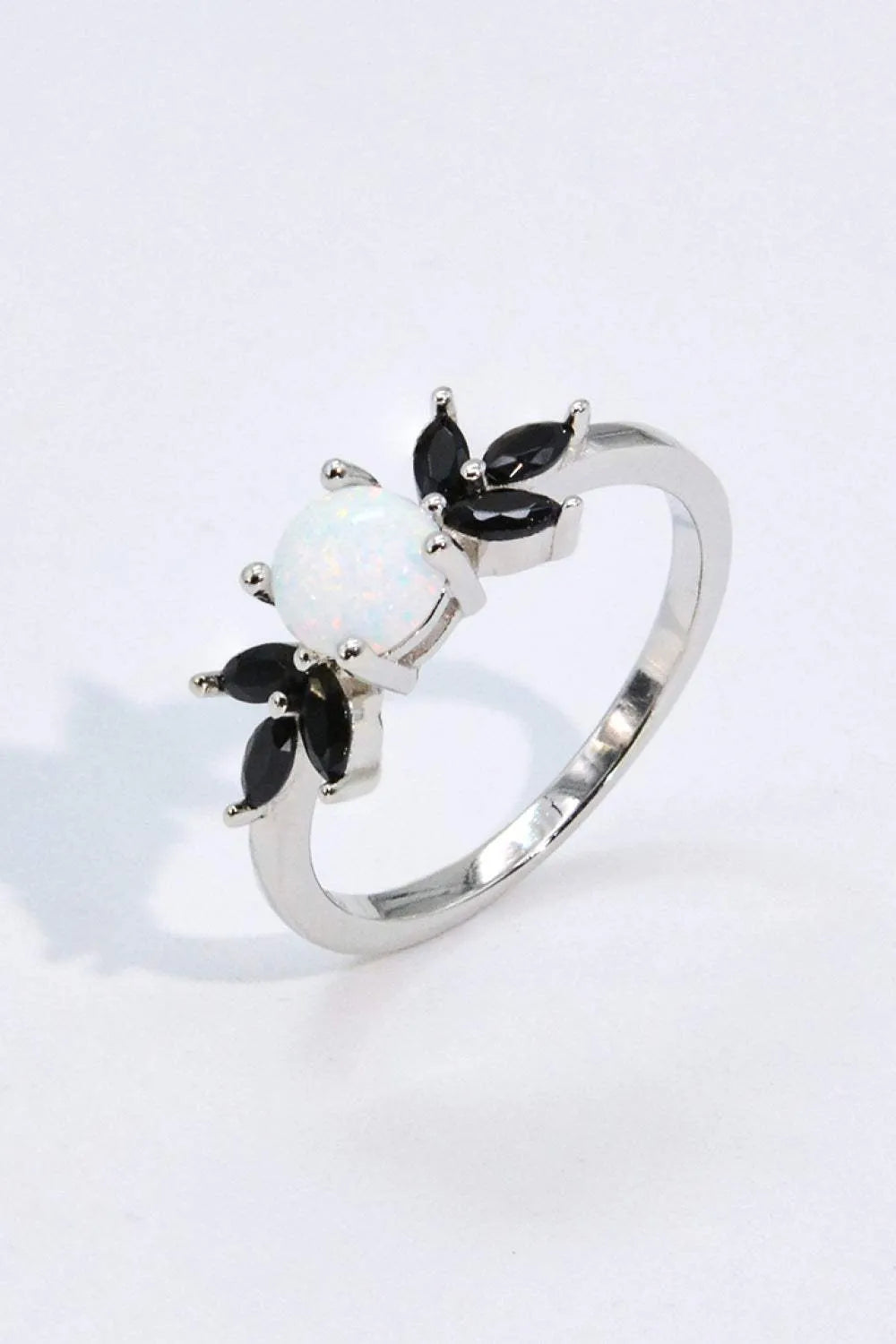 Opal and Zircon Contrast Ring Opal Opal - Tophatter Daily Deals