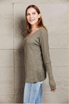 V-Neck Long Sleeve Ribbed Top Blouses - Tophatter Daily Deals