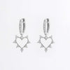 925 Sterling Silver Inlaid Zircon Heart Dangle Earrings Silver One Size Earrings - Tophatter Daily Deals