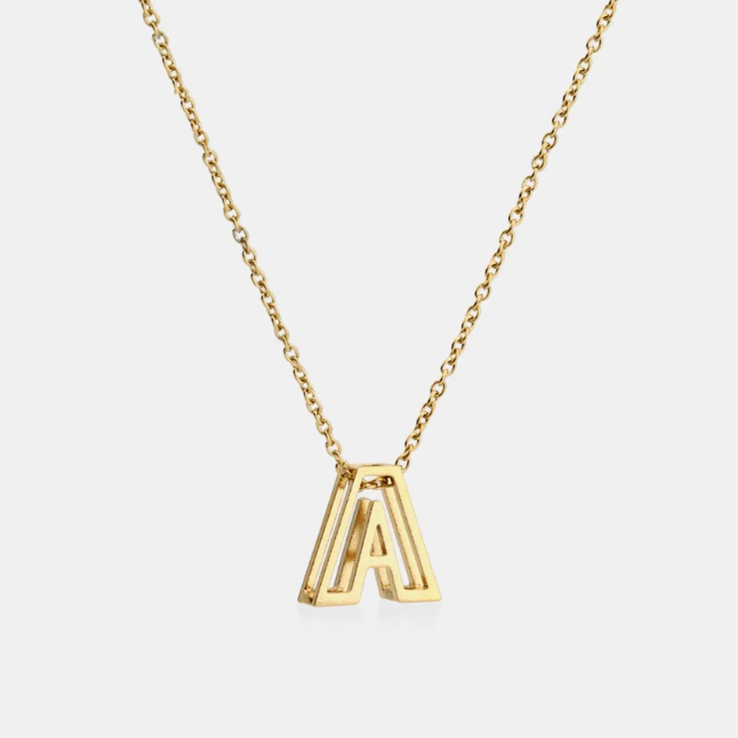 Stainless Steel Letter Pendant Necklace Gold A One Size Necklaces - Tophatter Daily Deals