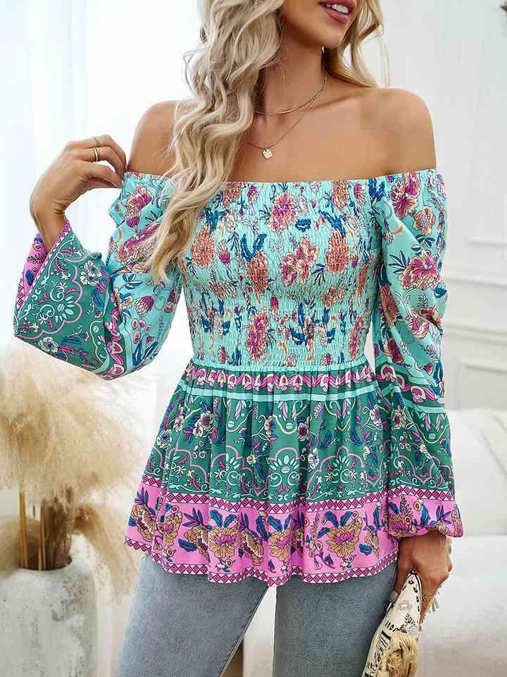 Square Neck Printed Blouse Blouses - Tophatter Daily Deals