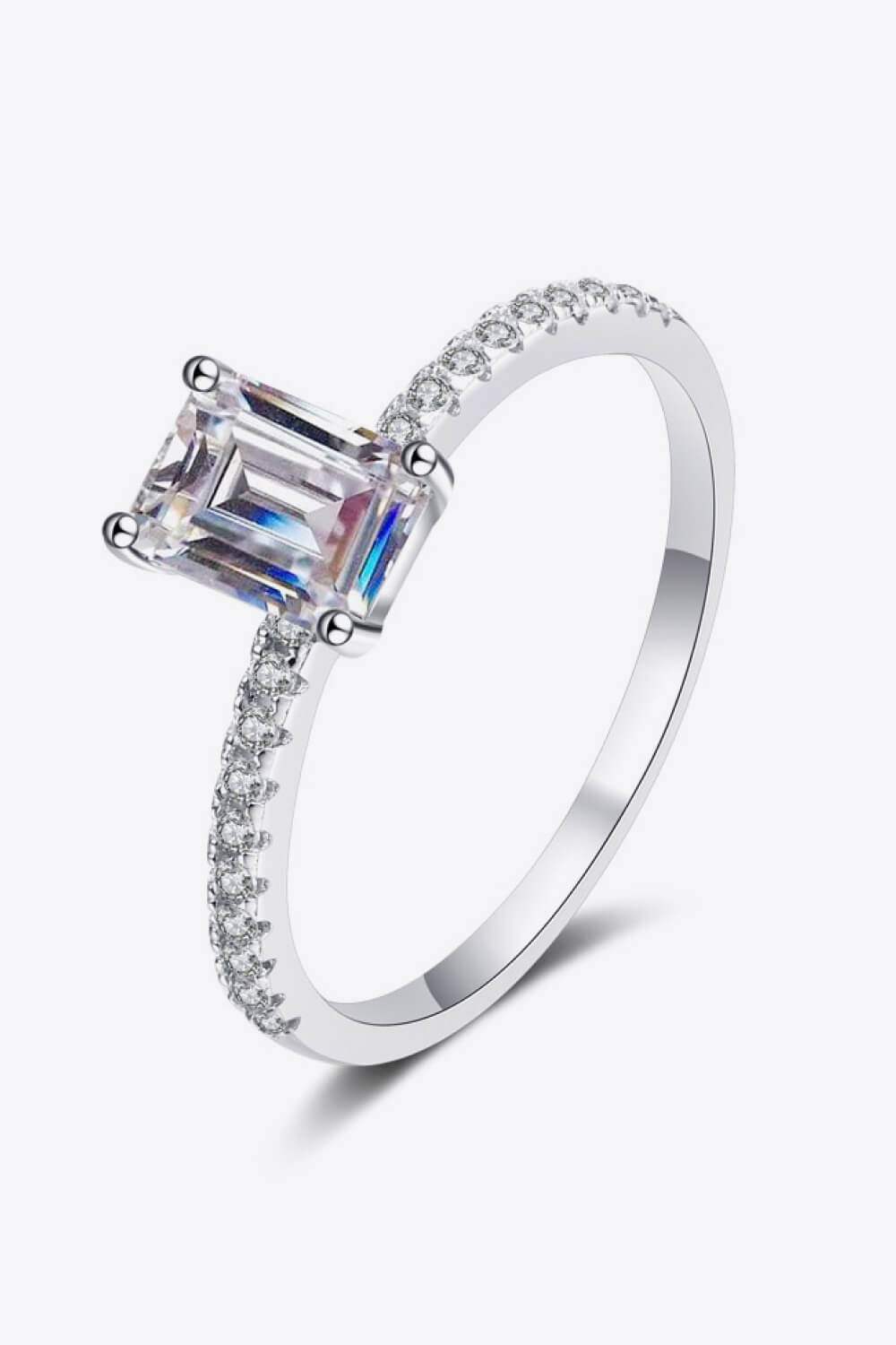 925 Sterling Silver Ring with Moissanite Silver Moissanite - Tophatter Daily Deals