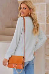 Letter Graphic Long Sleeve Tee Women's T-Shirts - Tophatter Daily Deals