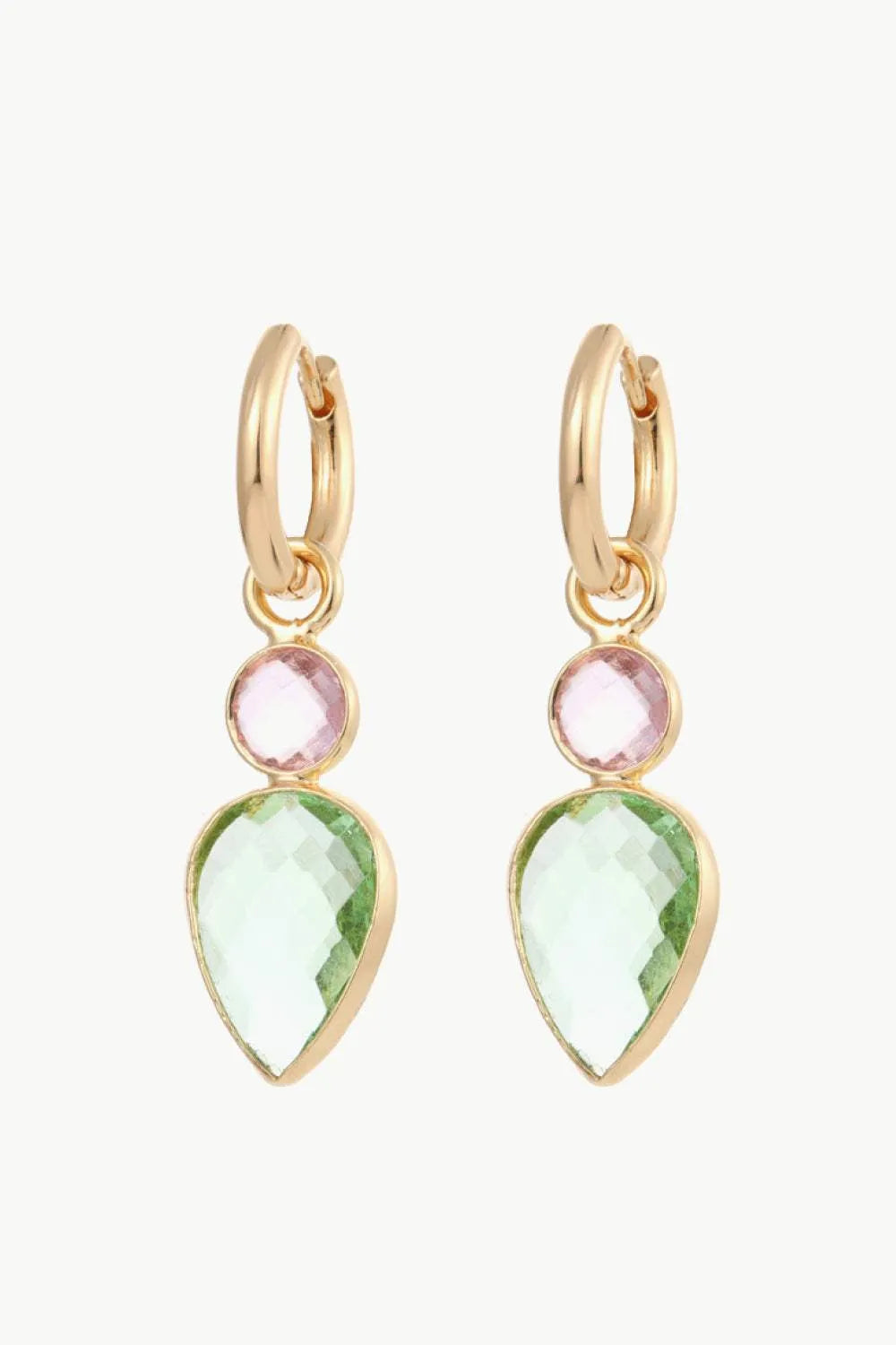 Inlaid Crystal Geometric Drop Earrings Green One Size Earrings - Tophatter Daily Deals