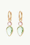 Inlaid Crystal Geometric Drop Earrings Green One Size Earrings - Tophatter Daily Deals