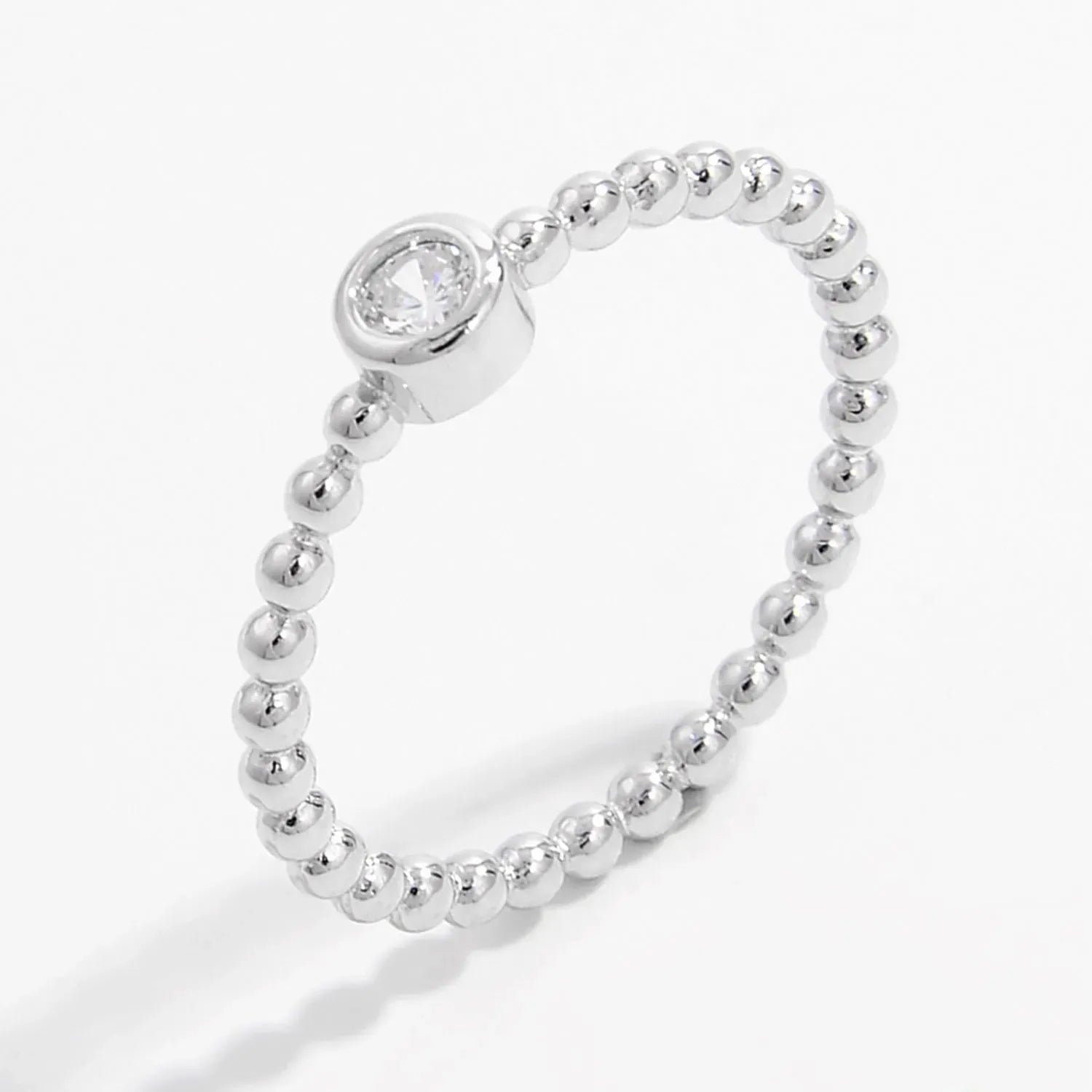 Zircon 925 Sterling Silver Bead Ring Rings - Tophatter Daily Deals