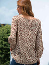 Printed V-Neck Balloon Sleeve Blouse Blouses - Tophatter Daily Deals