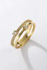 Zircon 925 Sterling Silver Double-Layered Ring Rings - Tophatter Daily Deals