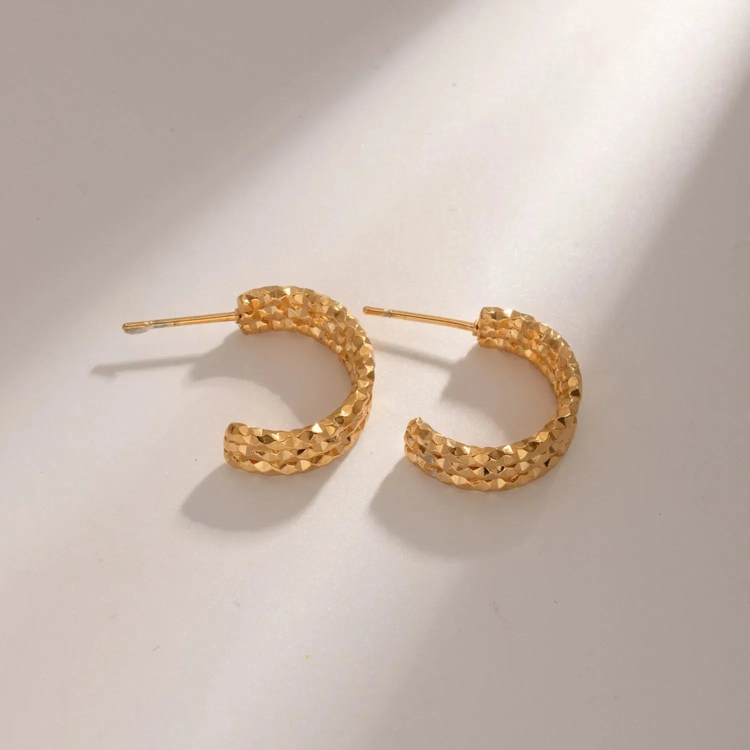 18K Gold-Plated Stainless Steel C-Hoop Earrings Earrings - Tophatter Daily Deals