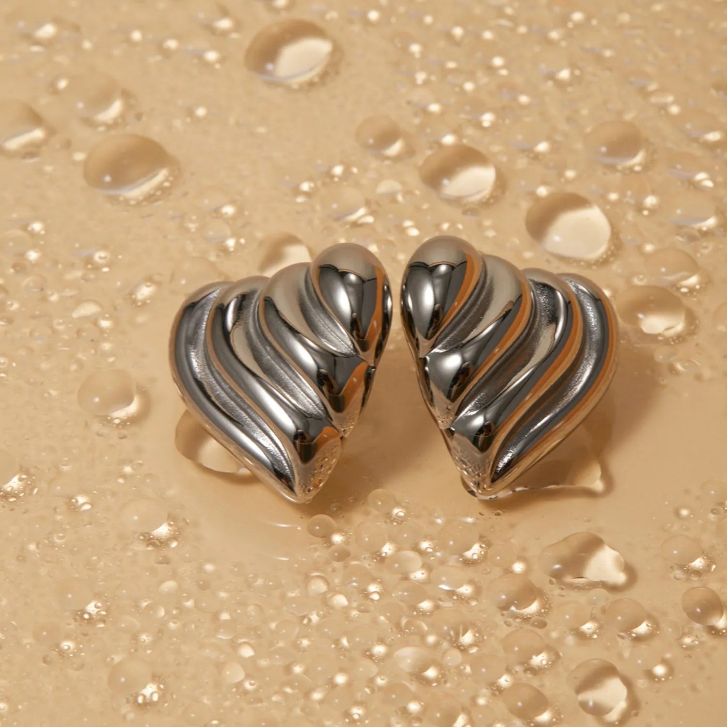 Stainless Steel Heart Shape Stud Earrings Earrings - Tophatter Daily Deals