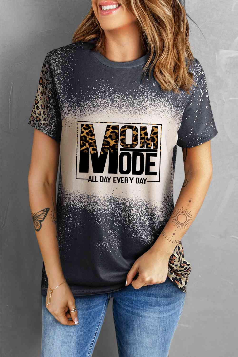 Graphic Leopard Round Neck Tee Shirt Women's T-Shirts - Tophatter Daily Deals