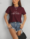 Heart Round Neck Short Sleeve T-Shirt Women's T-Shirts - Tophatter Daily Deals