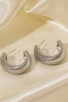 Stainless Steel Scale C-Hoop Earrings Silver One Size Earrings - Tophatter Daily Deals