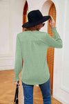 Notched Neck Long Sleeve Blouse Blouses - Tophatter Daily Deals