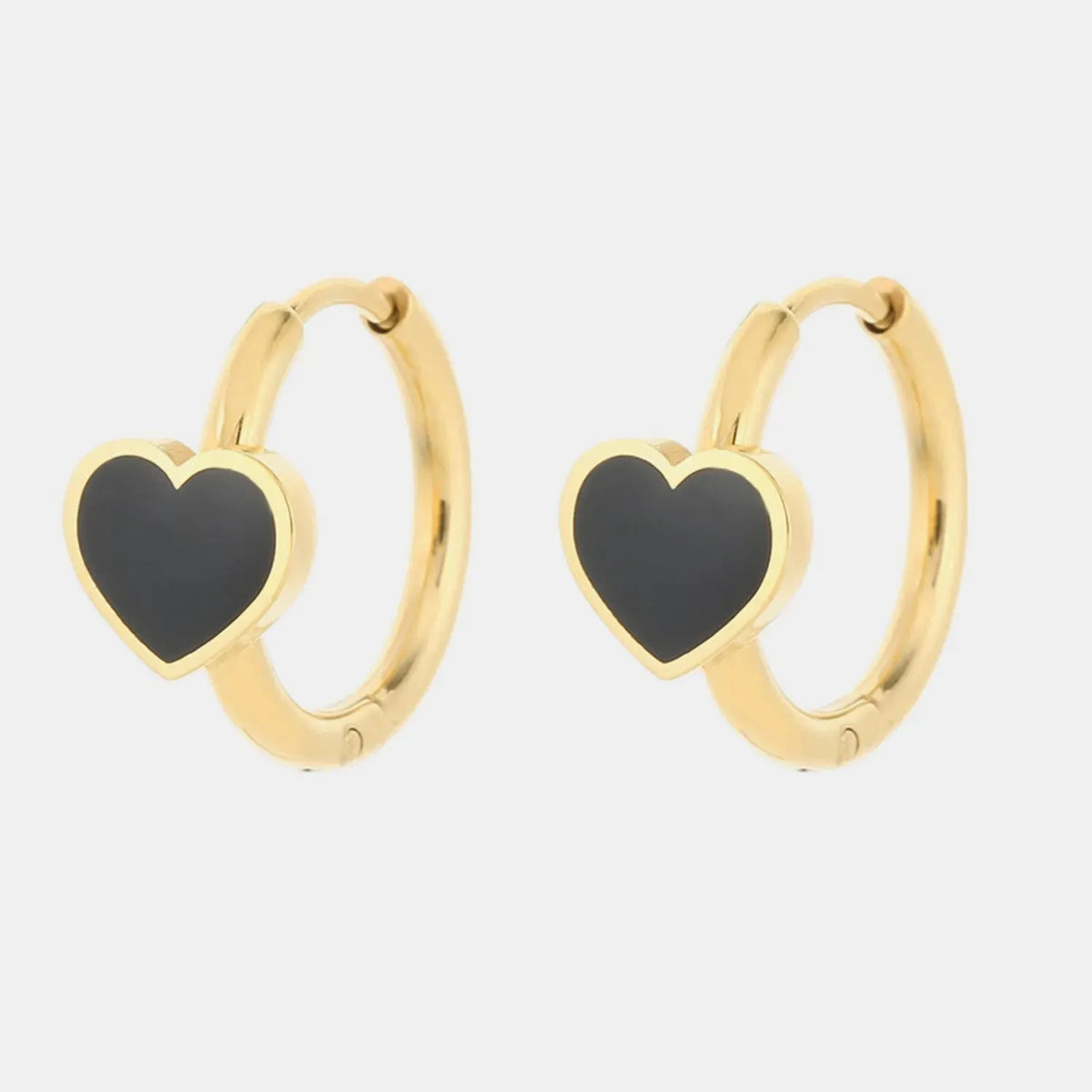 Stainless Steel Heart Huggie Earrings Gold One Size Earrings - Tophatter Daily Deals