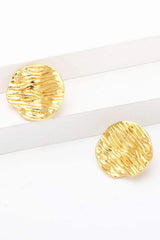 18K Gold-Plated Textured Stud Earrings Earrings - Tophatter Daily Deals