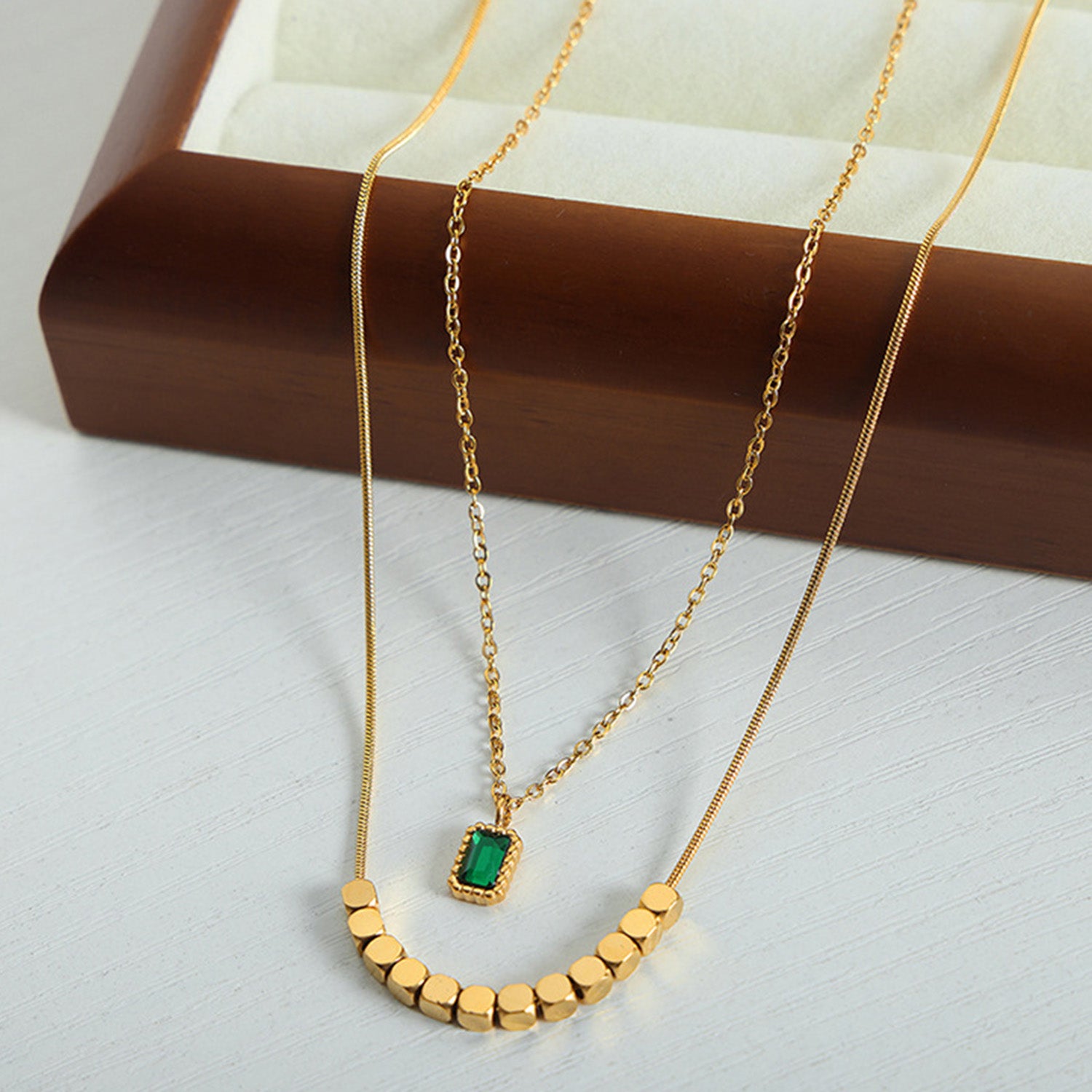 18K Gold-Plated Double-Layered Necklace Necklaces - Tophatter Daily Deals