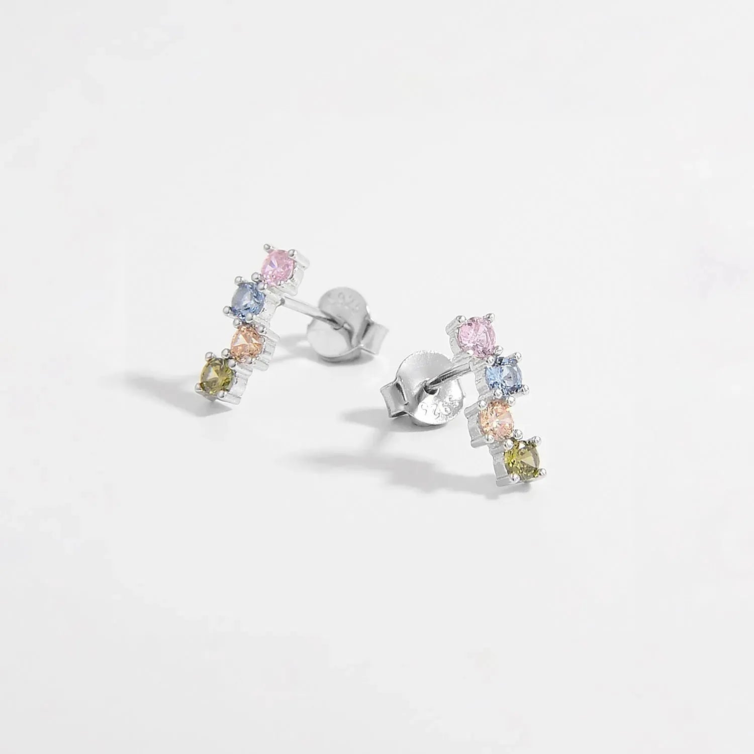 925 Sterling Silver Inlaid Zircon Earrings Silver One Size Earrings - Tophatter Daily Deals