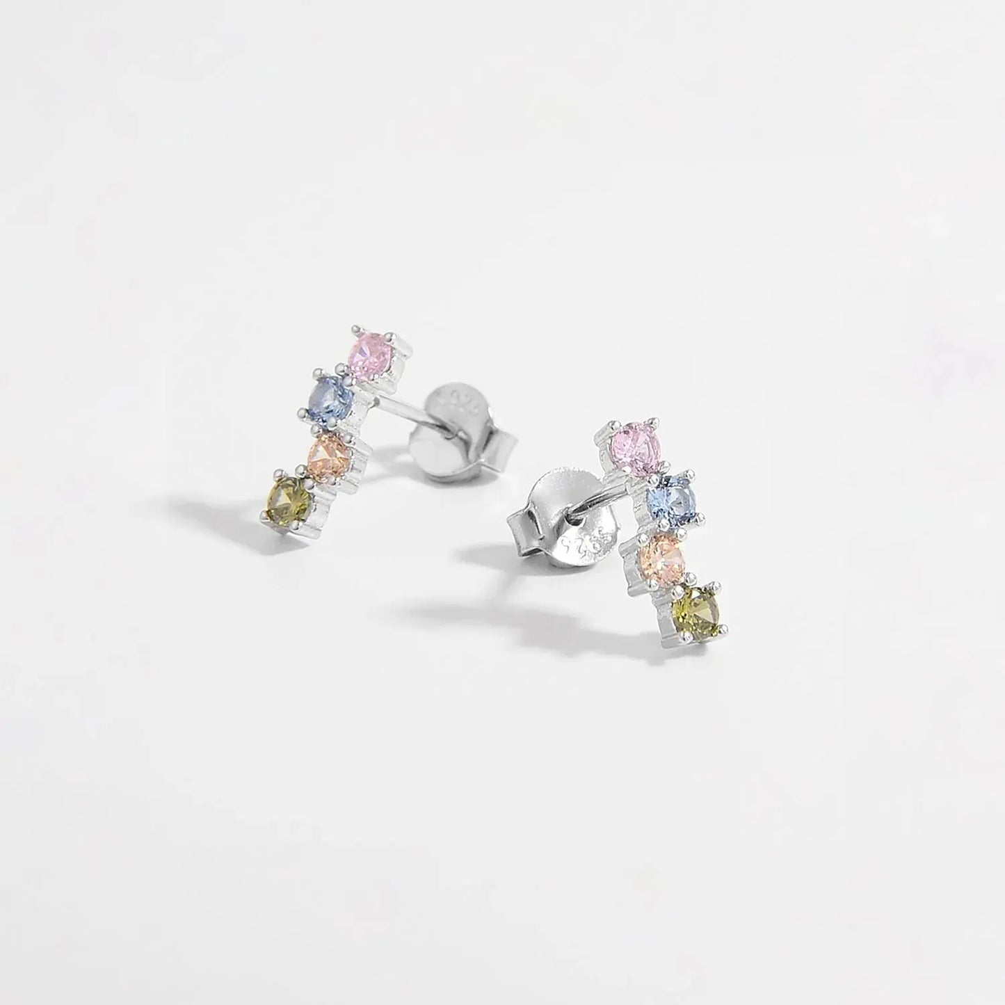 925 Sterling Silver Inlaid Zircon Earrings Silver One Size Earrings - Tophatter Daily Deals