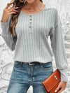 Decorative Button Round Neck Top Women's T-Shirts - Tophatter Daily Deals