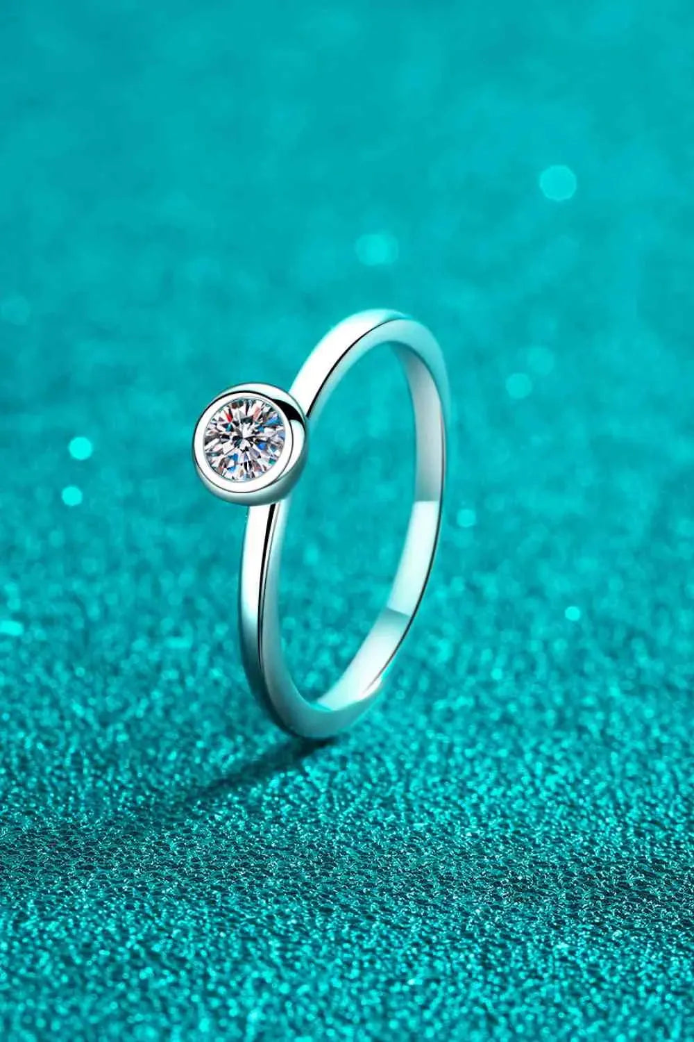 Moissanite Rhodium-Plated Solitaire Ring Moissanite - Tophatter Daily Deals