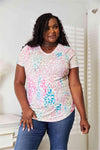 Double Take Leopard V-Neck Short Sleeve T-Shirt Leopard Women's T-Shirts - Tophatter Daily Deals