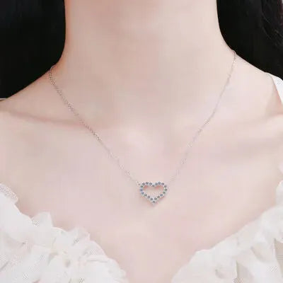 Moissanite 925 Sterling Silver Heart Shape Necklace Silver One Size Moissanite - Tophatter Daily Deals