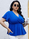 Plus Size Surplice Neck Babydoll Blouse Royal Blue Blouses - Tophatter Daily Deals