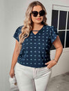 Plus Size Swiss Dot V-Neck Flutter Sleeve Tee Women's T-Shirts - Tophatter Daily Deals