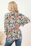 Floral Tie Neck Blouse Blouses - Tophatter Daily Deals