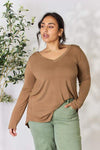 Zenana Full Size Long Sleeve V-Neck Top Blouses - Tophatter Daily Deals