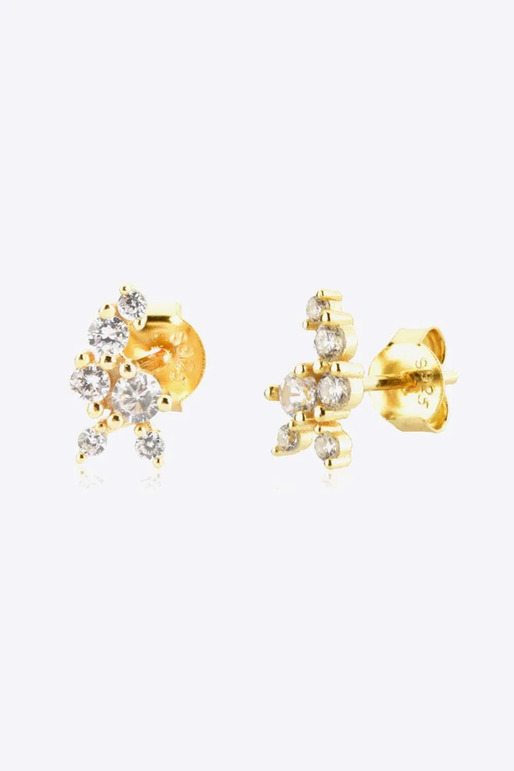 Zircon 925 Sterling Silver Stud Earrings Gold One Size Earrings - Tophatter Daily Deals