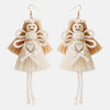 Wood Cotton Cord Brass Angel Dangle Earrings Cream One Size Earrings - Tophatter Daily Deals