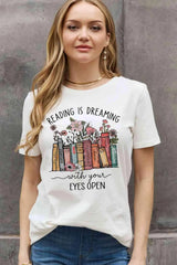 Simply Love Simply Love Full Size READING IS DREAMING WITH YOUR EYES OPEN Graphic Cotton Tee Women's T-Shirts - Tophatter Daily Deals