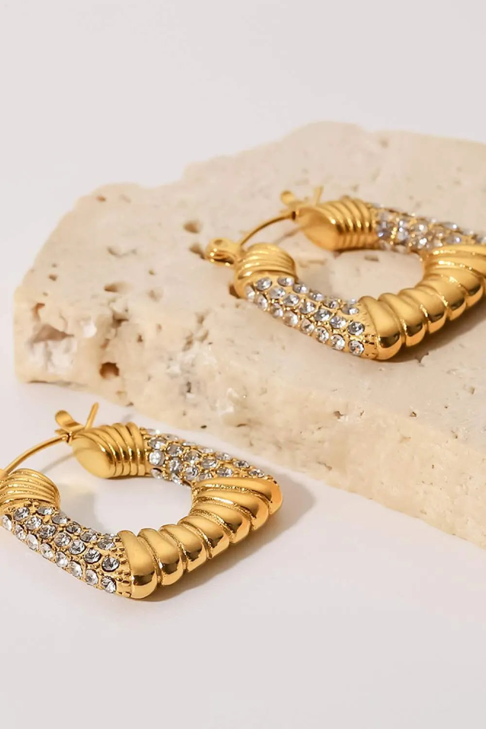 18K Gold Plated Inlaid Cubic Zirconia Earrings Earrings - Tophatter Daily Deals