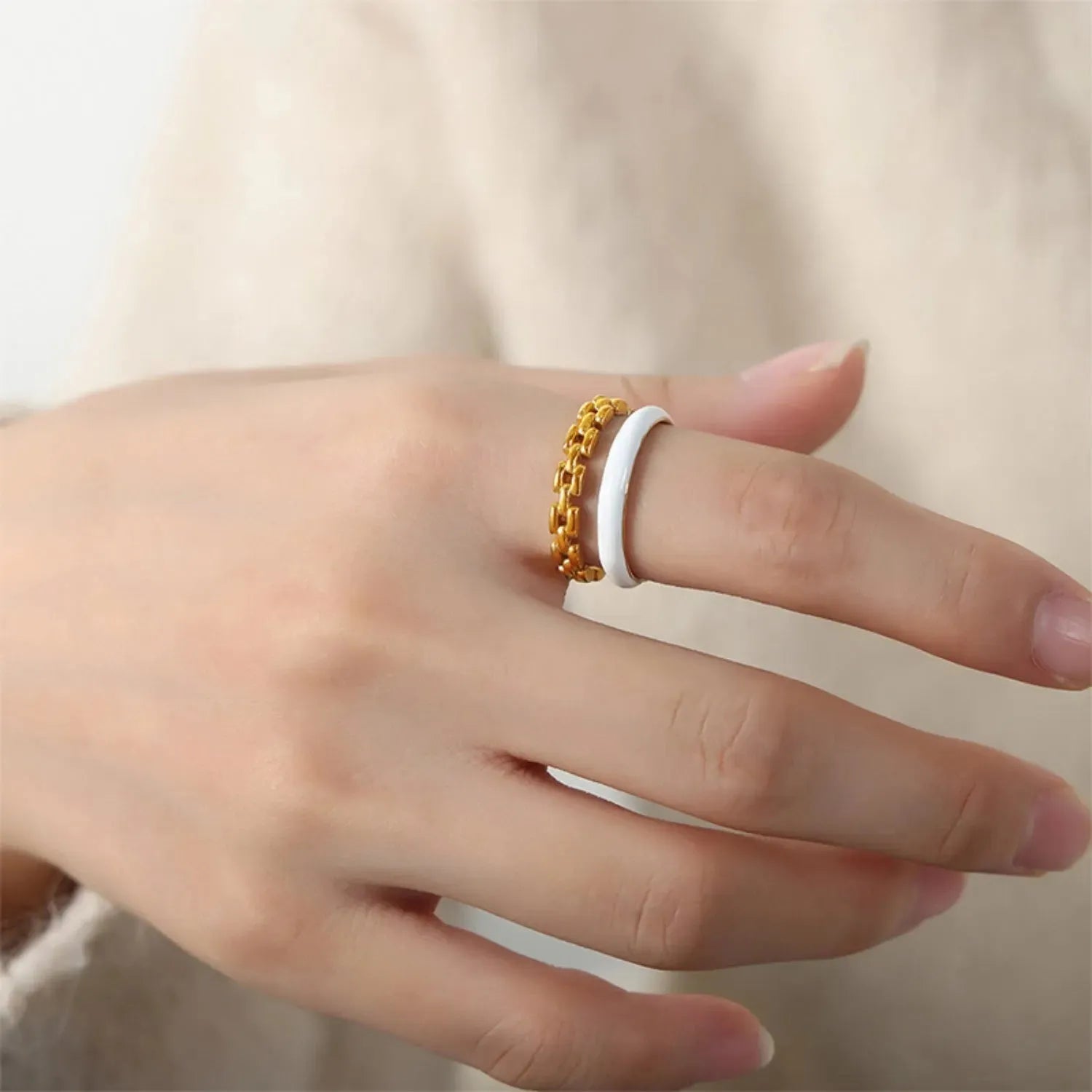 Enamel 18K Gold-Plated Open Ring Rings - Tophatter Daily Deals